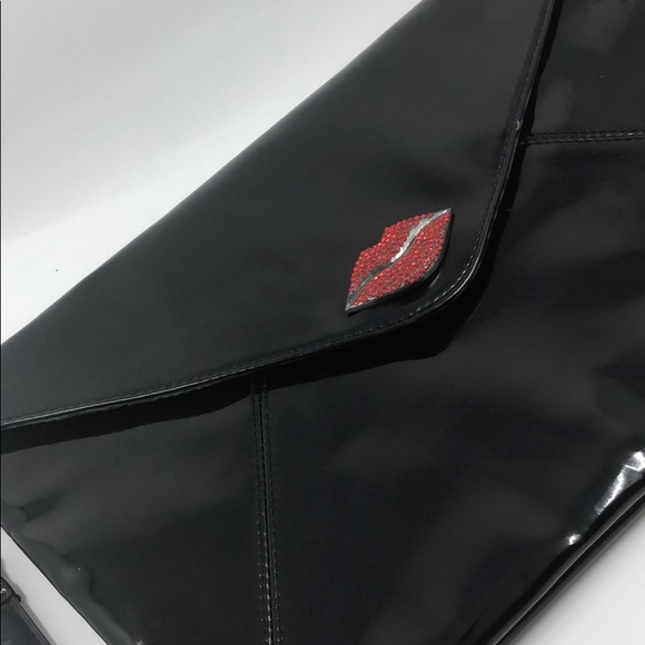 🛼Kirna Zabete Red KISS Large Clutch 14x8 inches - Picture 4 of 12